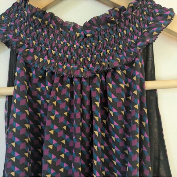 Ramy Brook 100% Silk Printed Eloise Mini Dress Triangle Geo Purple S Small - Picture 3 of 6